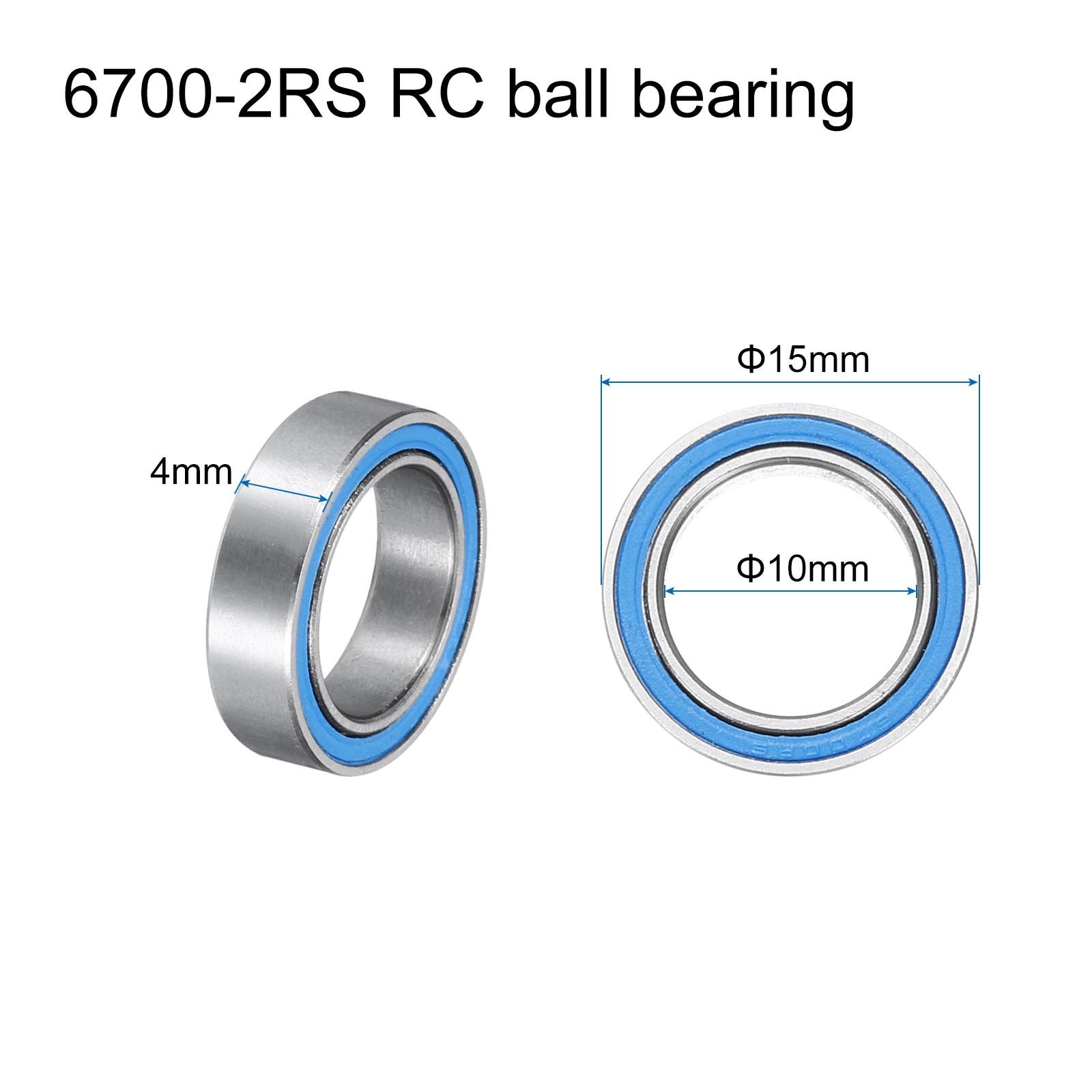 20pcs 6700-2RS Miniature Ball Bearings 10x15x4mm Double Sealed Bearings Blue
