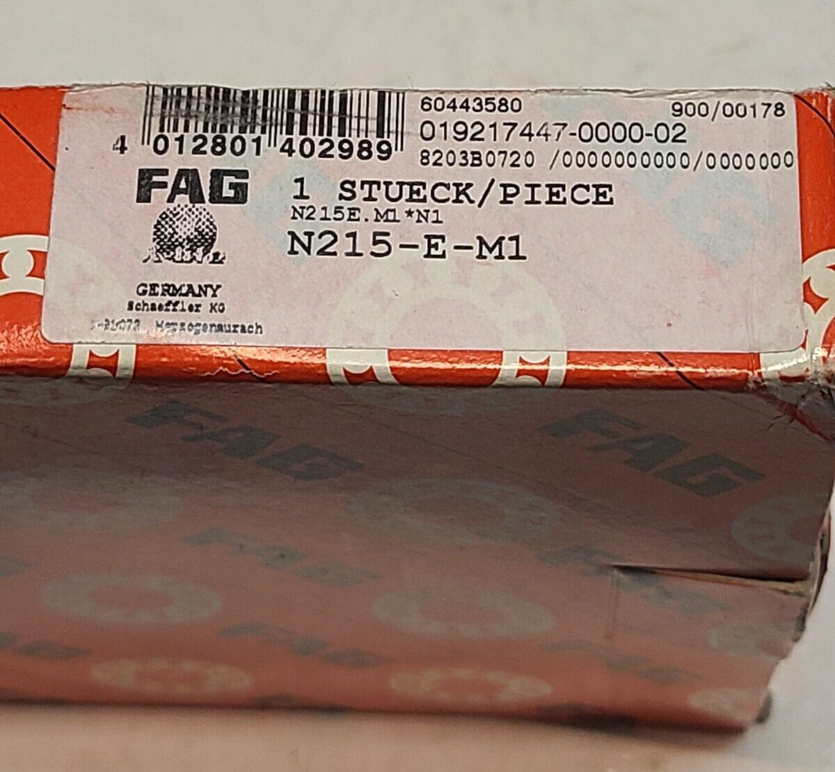 FAG Cylindrical Roller Bearing N215 EM1 ID 75mm AD 130mm width 25mm