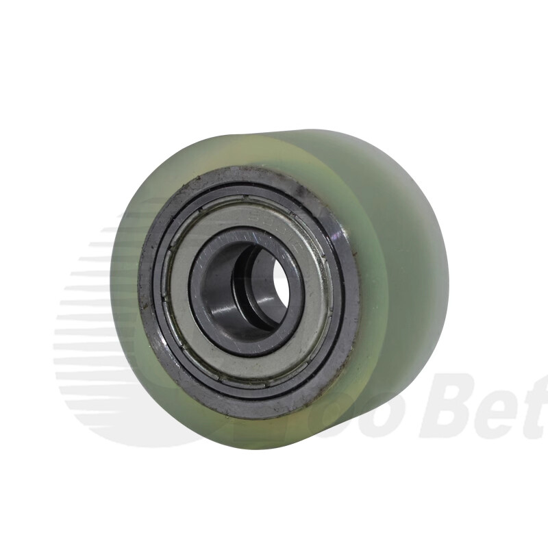 50mm Polyurethane Iron Core Roller Two Bearings PU Flat Belt Idler Guiding Wheel