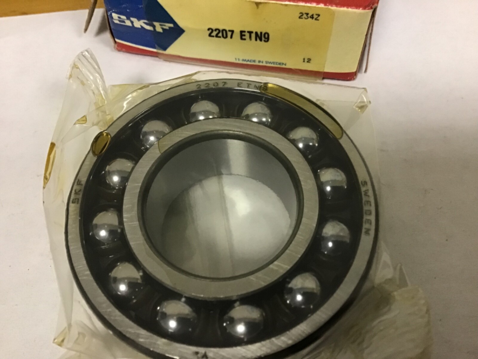 New SKF 2207 ETN9 Self Aligning Bearing, 35mm ID, 72mm OD, and 23mm Width