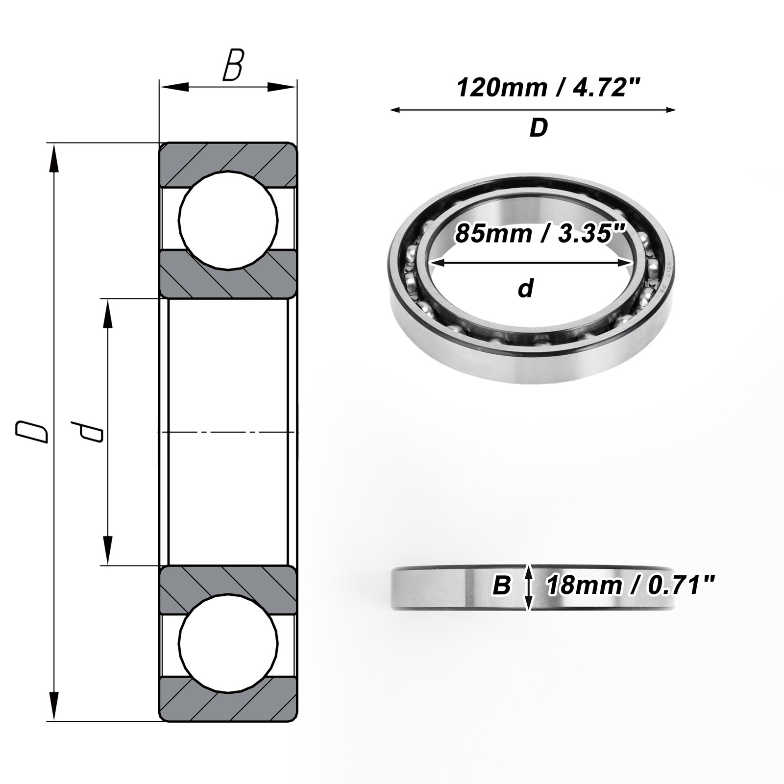6917 Deep Groove Ball Bearings 85x120x18mm 1 Pc Scooter Skateboard Wheel