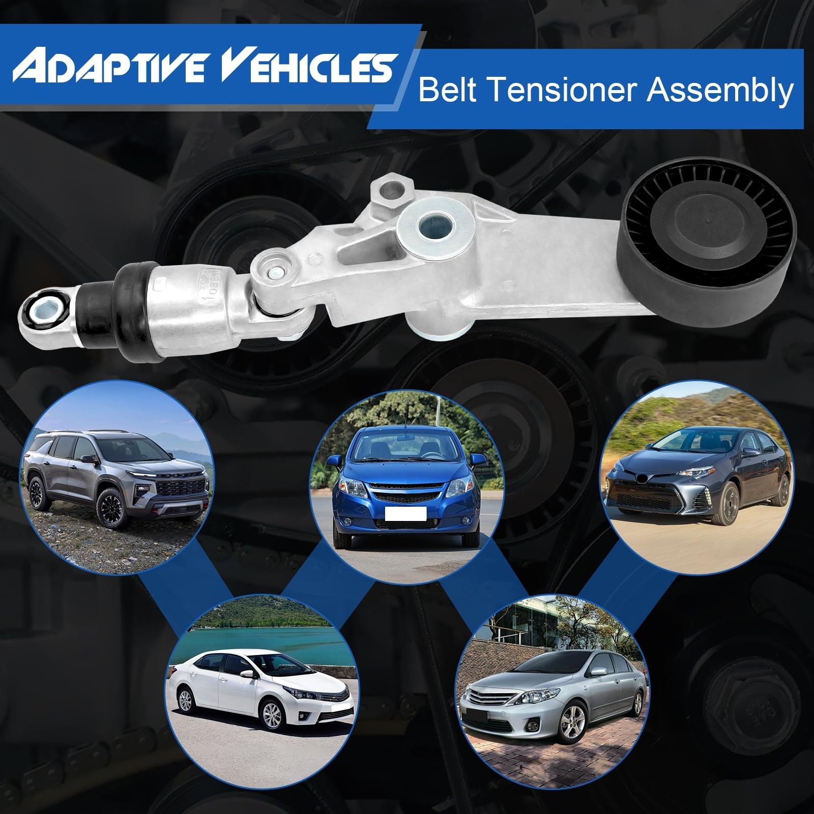 Belt Tensioner Assembly with Pulley, Compatible with Toyota Corolla 1998-2008…