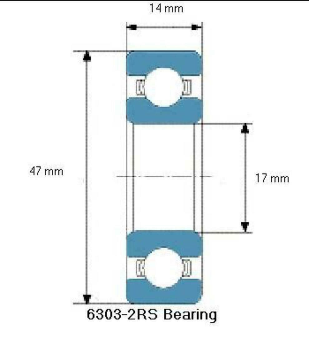 FAG 6303 2RS DEEP GROOVE BALL BEARING, RUBBER SEALED 17x47x14 mm