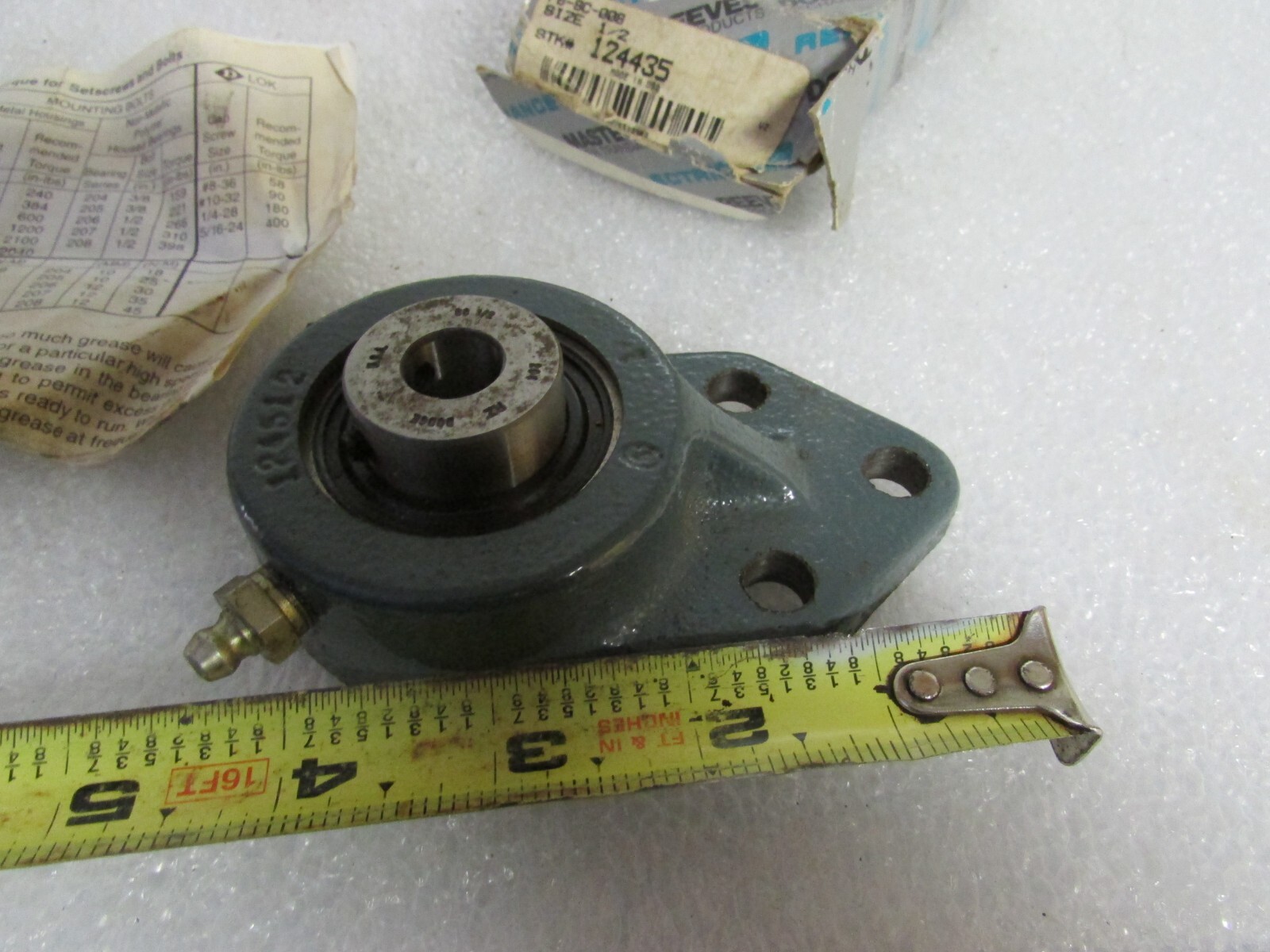 Dodge-Reliance Electric Flange Mount Ball Bearing FB-SC-008 Size 1/2 Bore 124435