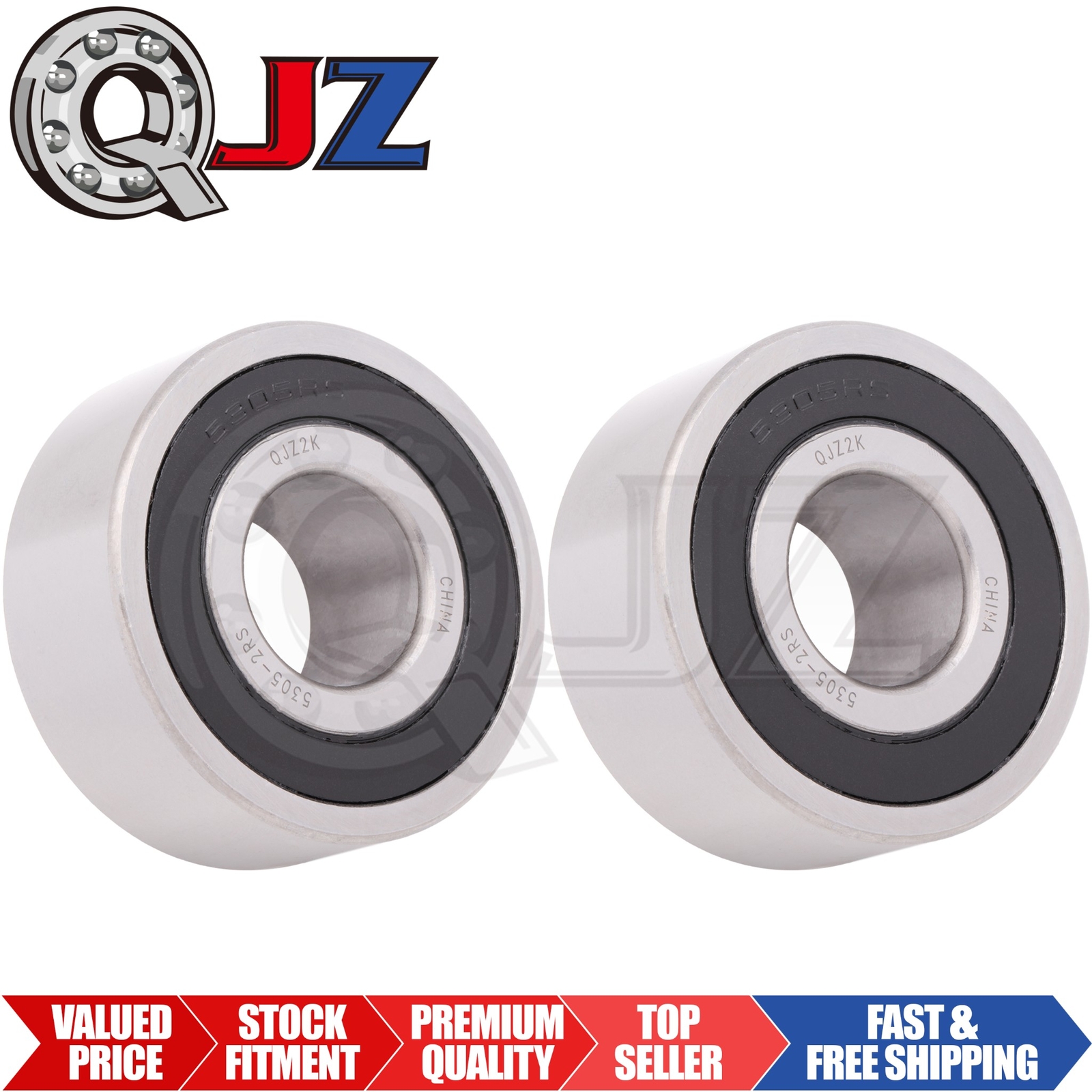 [Qty.2] 5305-2RS Angular Contact Ball Bearing [25mm Bore x 62mm OD x 25.4mm W]
