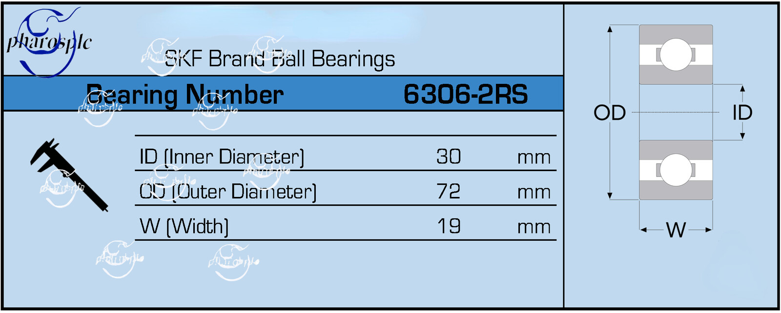 6306-2RS C3 SKF Brand Rubber Seal Ball Bearing 30x72x19 6306 2RS 6306RS