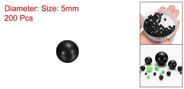 200 Pcs Black POM Plastic Bearing Balls G2 13/64″(5mm) Solid Plastic Balls