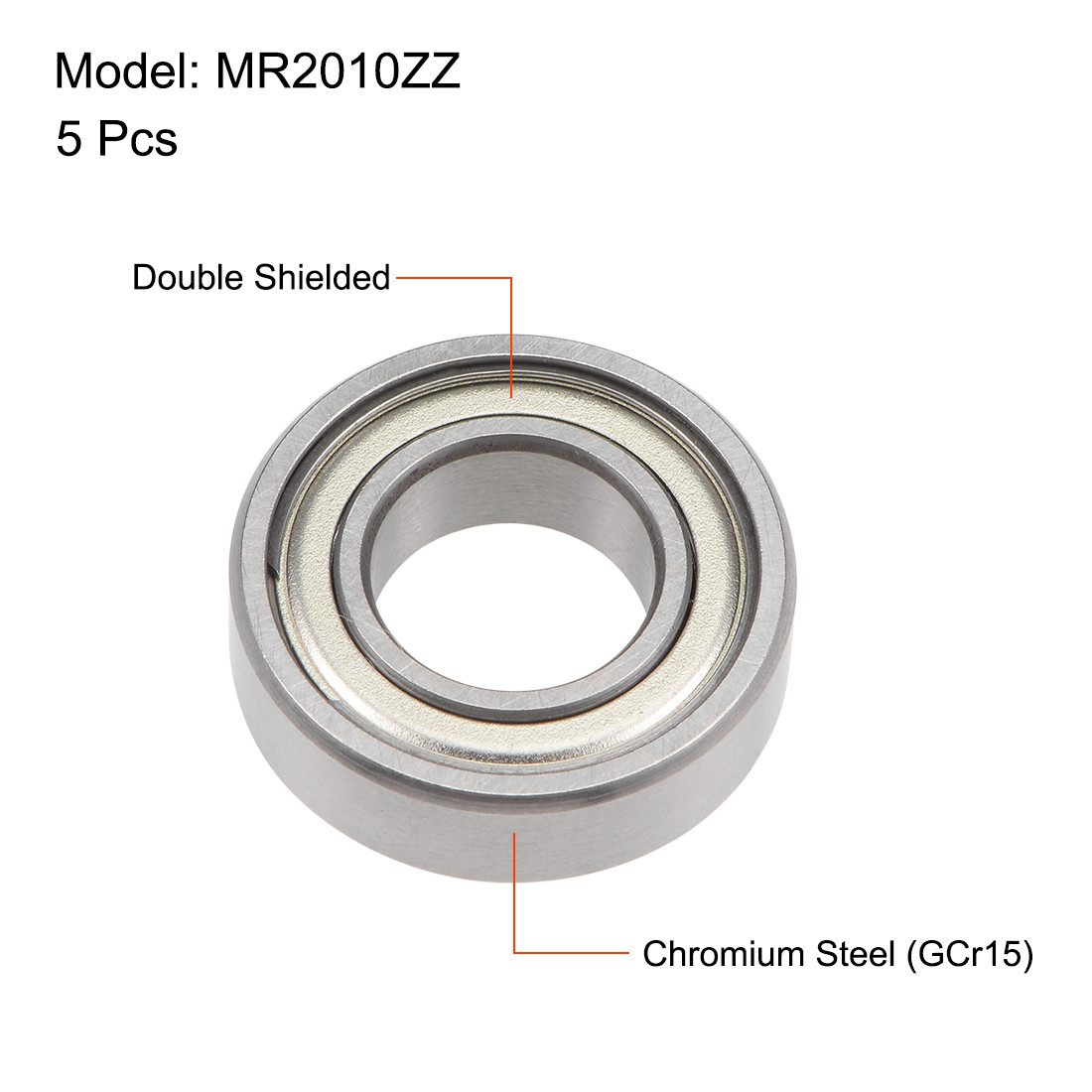 MR2010ZZ Deep Groove Ball Bearing 10x20x6mm Double Shielded Chrome Steel P0 5pcs