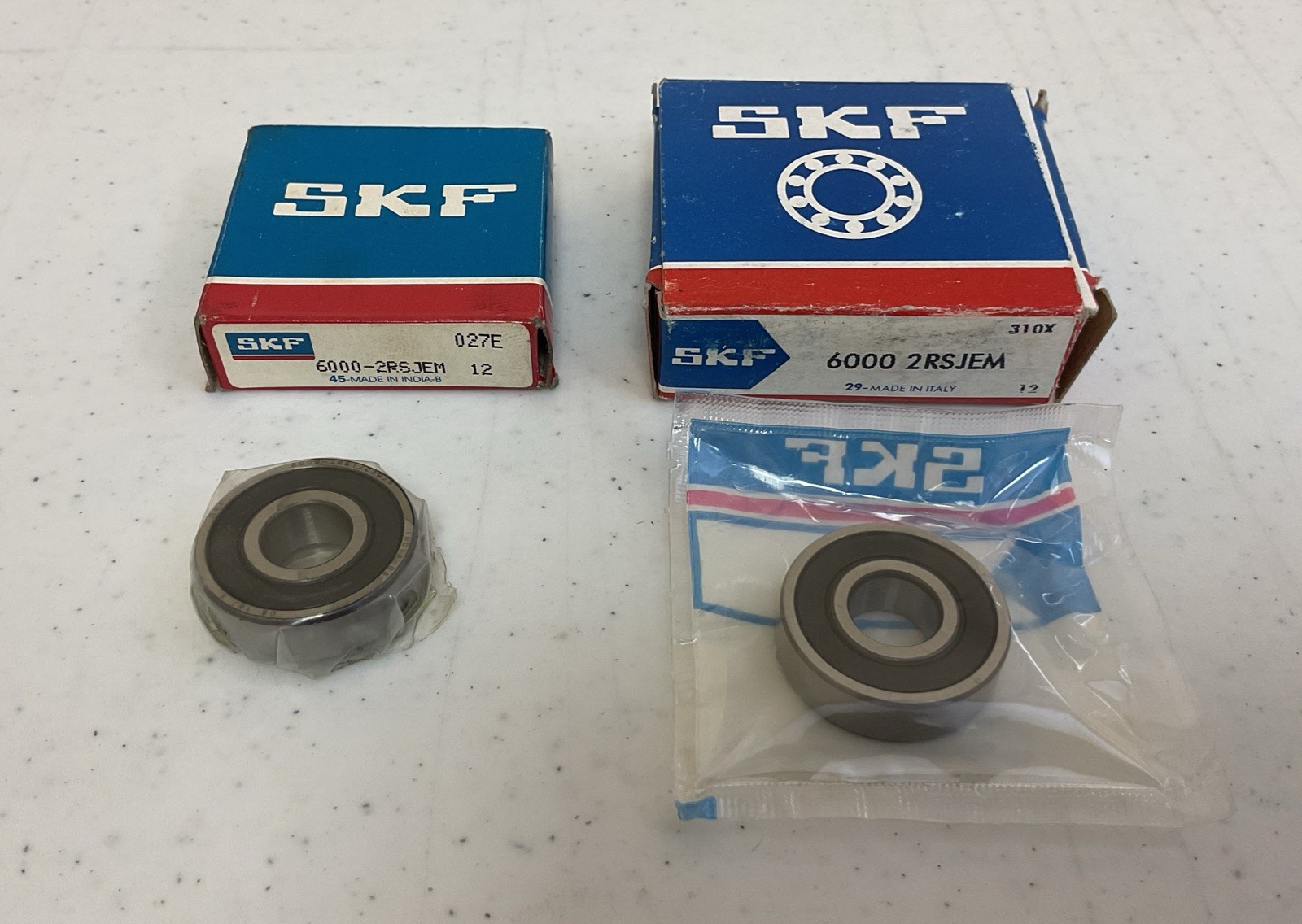 NEW LOT OF 2 SKF 6000-2RSJEM DEEP GROOVE BALL BEARING, FREE SHIPPING