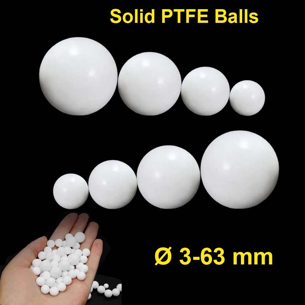 Solid PTFE Plastic White Balls Dia 3-63mm Diaphragm Pumps Seal Balls Valve Balls