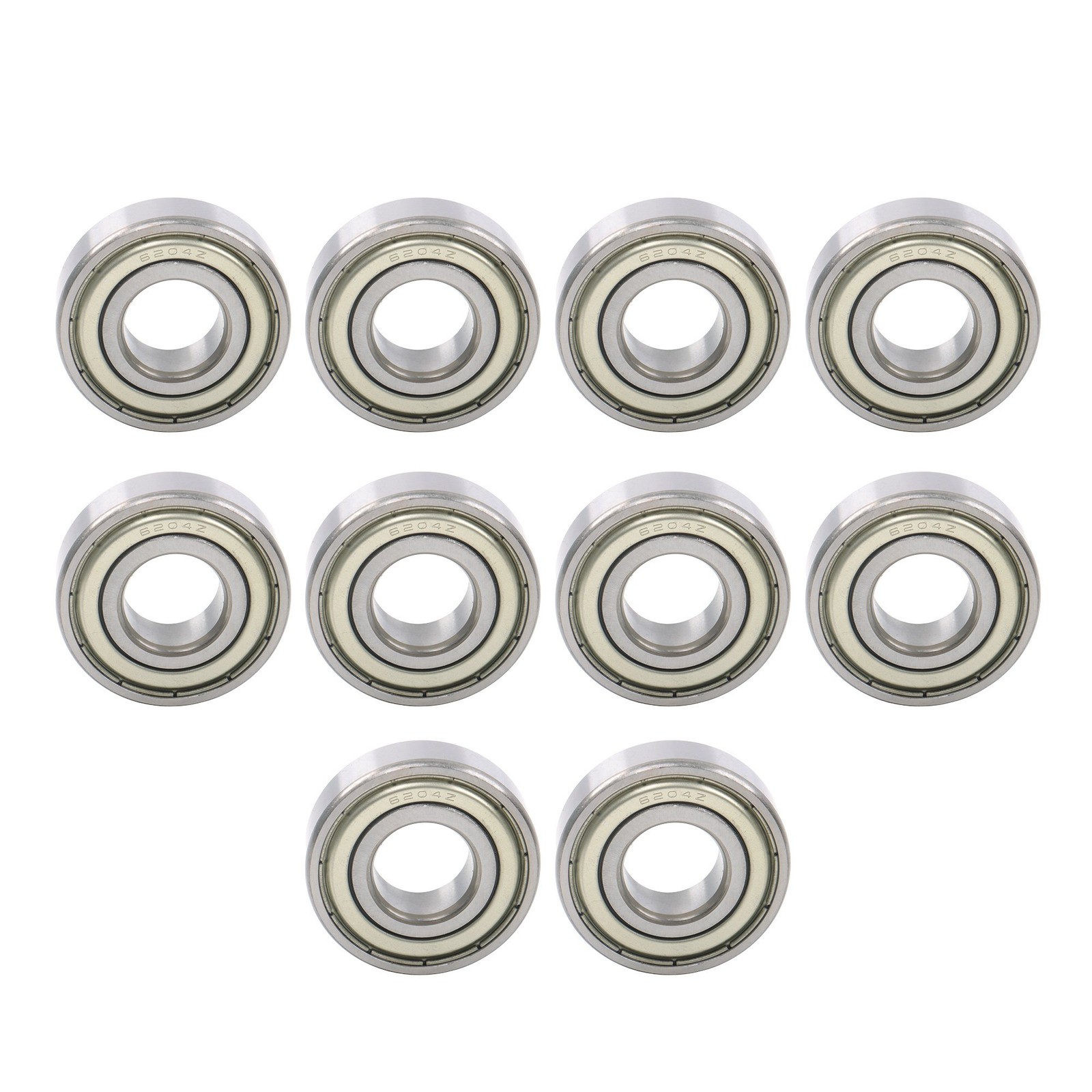 10Pcs 6204-ZZ Bearing 20×47×14mm Deep Groove Ball Bearing Double Metal Seals