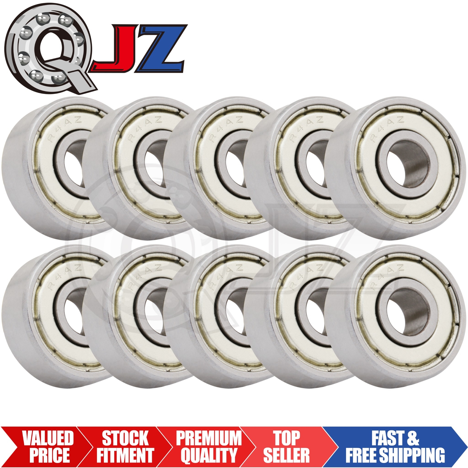 [Qty.10] SSR4A-ZZ Stainless Radial Ball Bearing [0.25″ ID x 0.75″ OD x 0.281″ W]