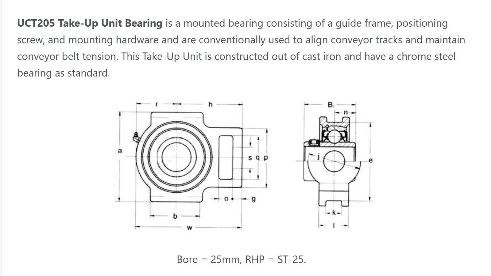 FYH T205 E J Take-Up Bearing 1″ Bore [B8B1]