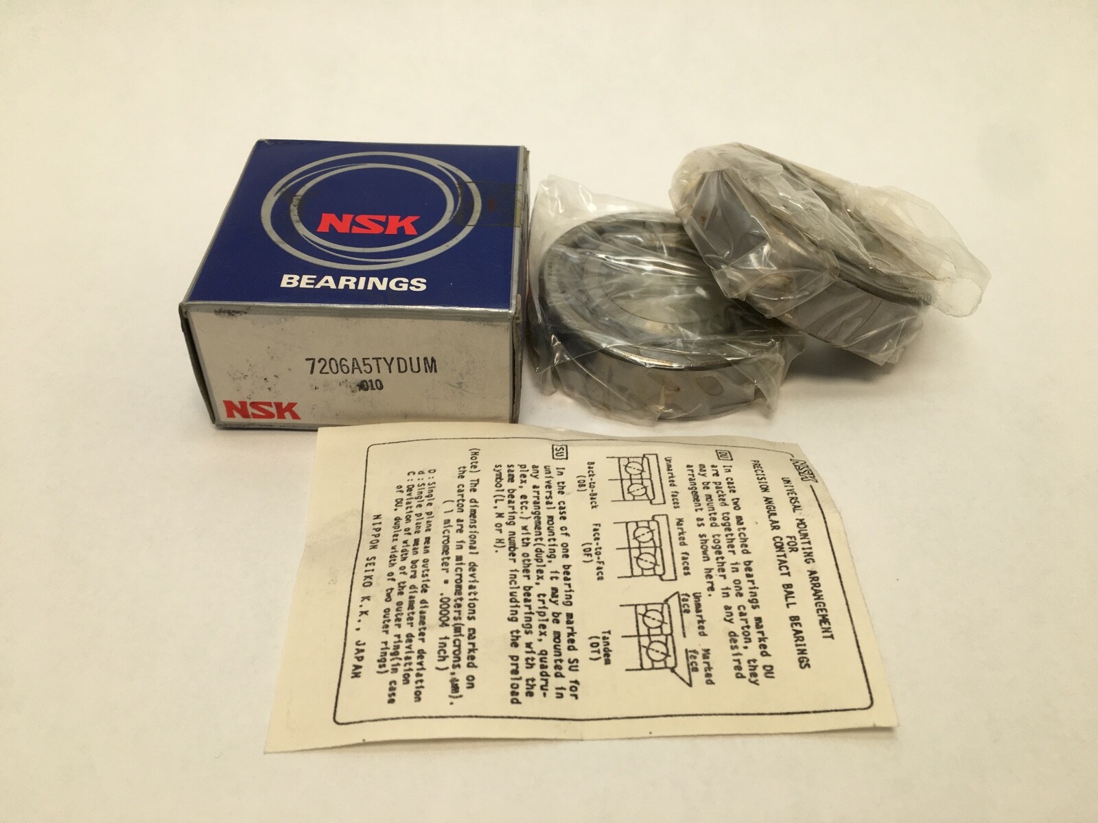 NSK 7206A5TYDUM Angular Bearing 30x62x16 mm 7206A-5TY-DUM Japan 2 pcs