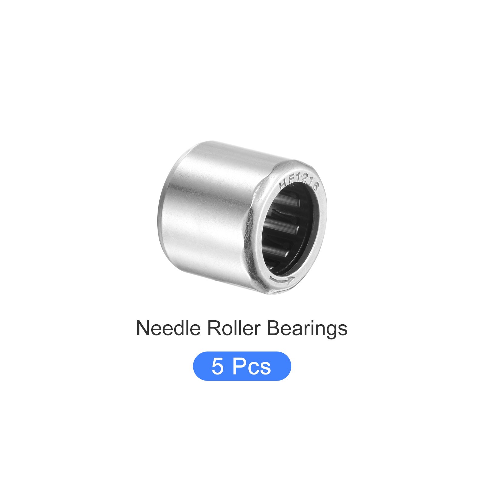 5Pack 12mmx18mmx16mm HF1216 Needle Roller Chromium Steel Open End Thrust Bearing