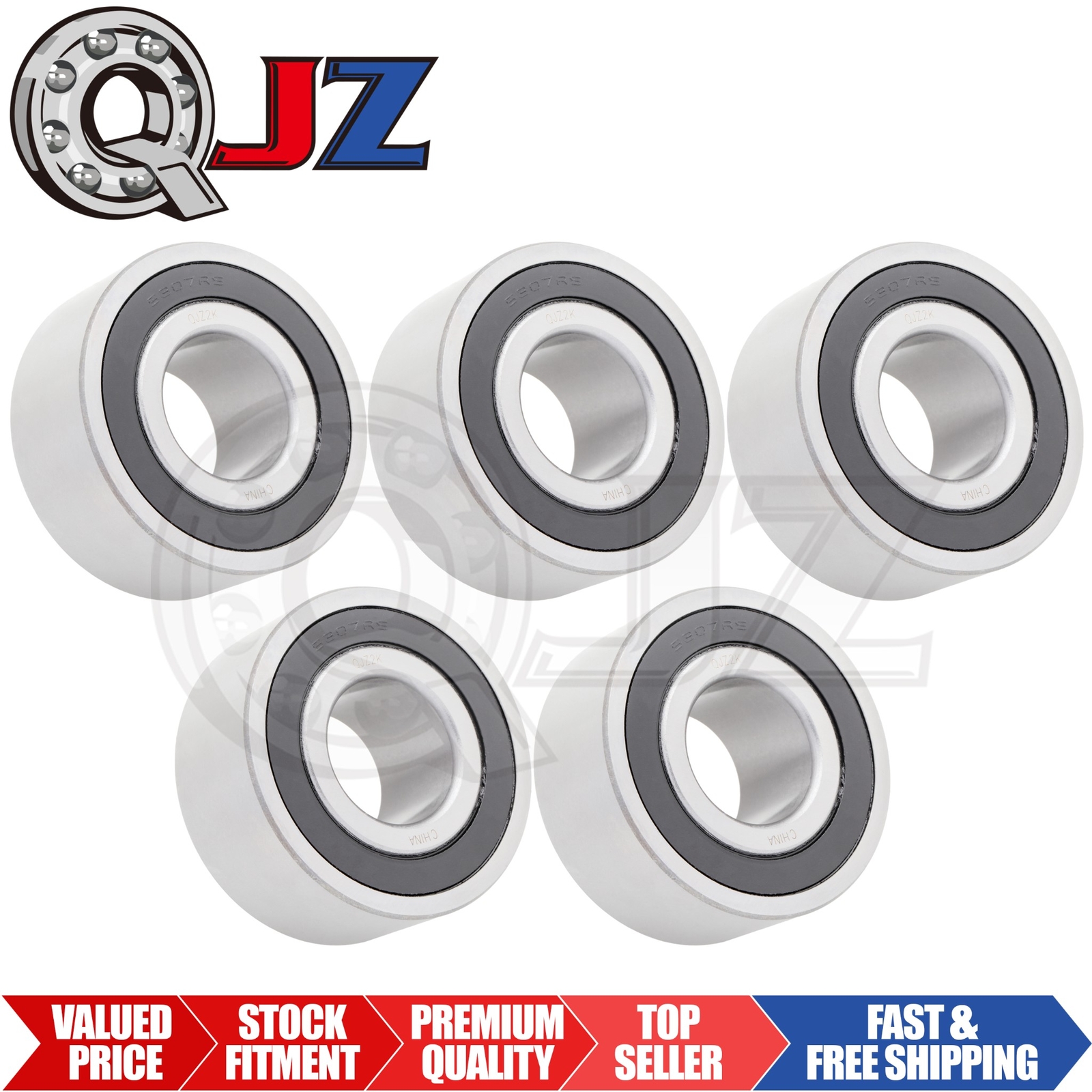 [Qty.5] 5307-2RS New Angular Contact Ball Bearing [35mm ID x 80mm OD x 34.9mm W]