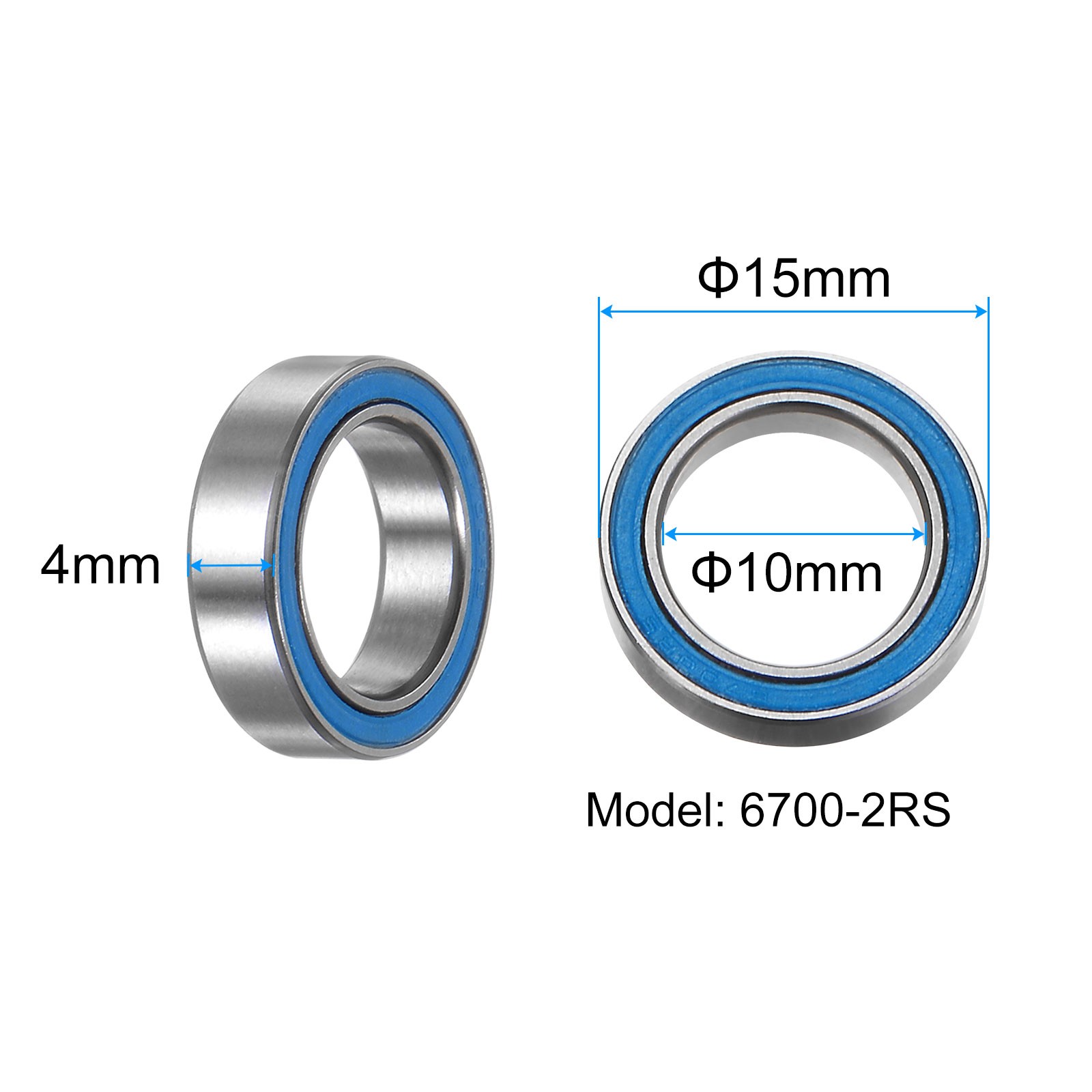 10pcs 6700-2RS Miniature Ball Bearings 10x15x4mm Blue Rubber Sealed Bearings