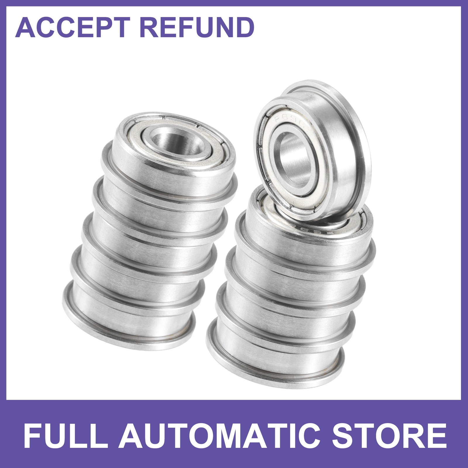TWO 6x15x5mm Double Metal Shield F696ZZ Single Row Flanged Bearings Universal