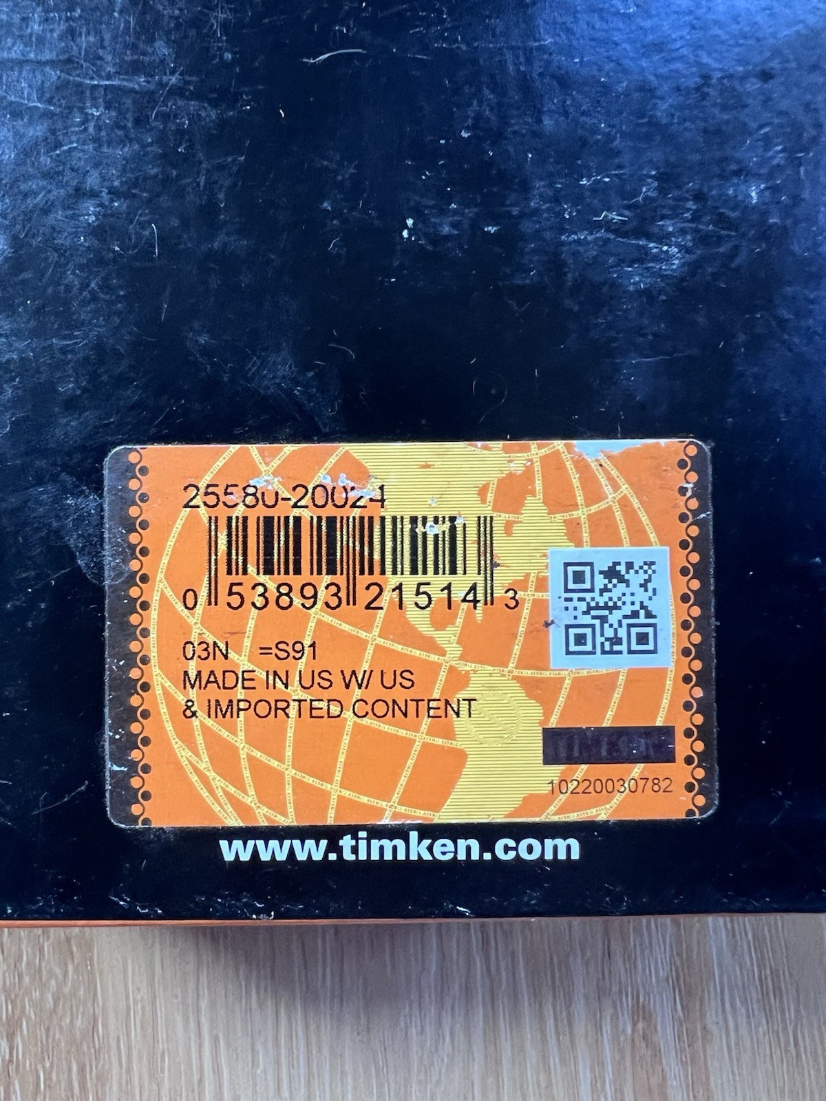 Timken SET45 Tapered Roller Bearing Set – Cone 25580-20024, Cup Race 25520-20082