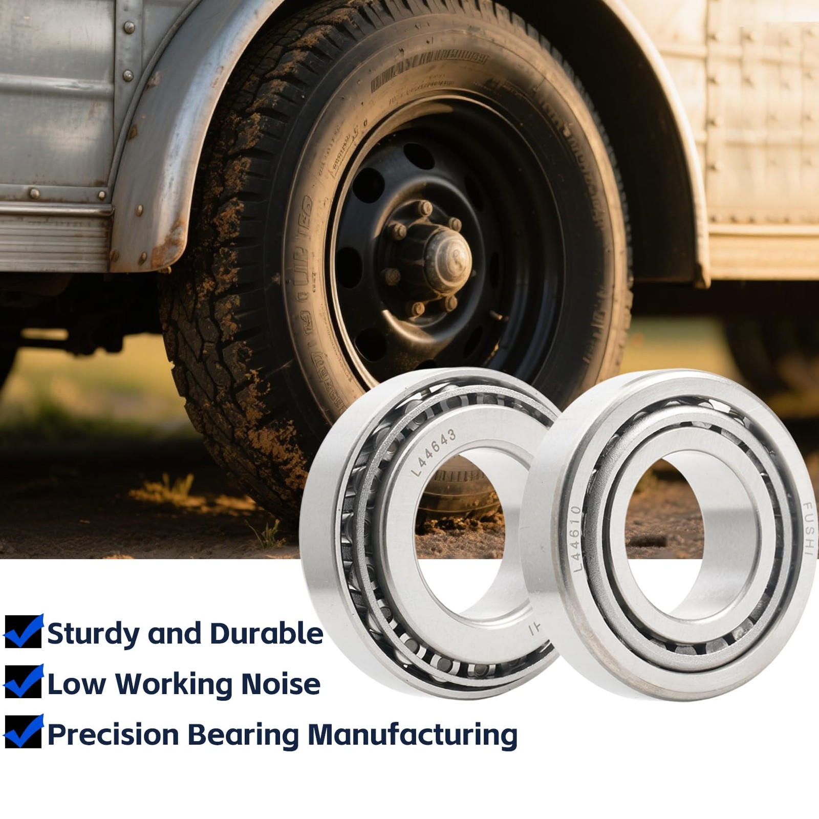 2 Set Fits for 1” Axles Trailer Wheel Hub Bearings Kit, L44643/L44610,1.000″ ID