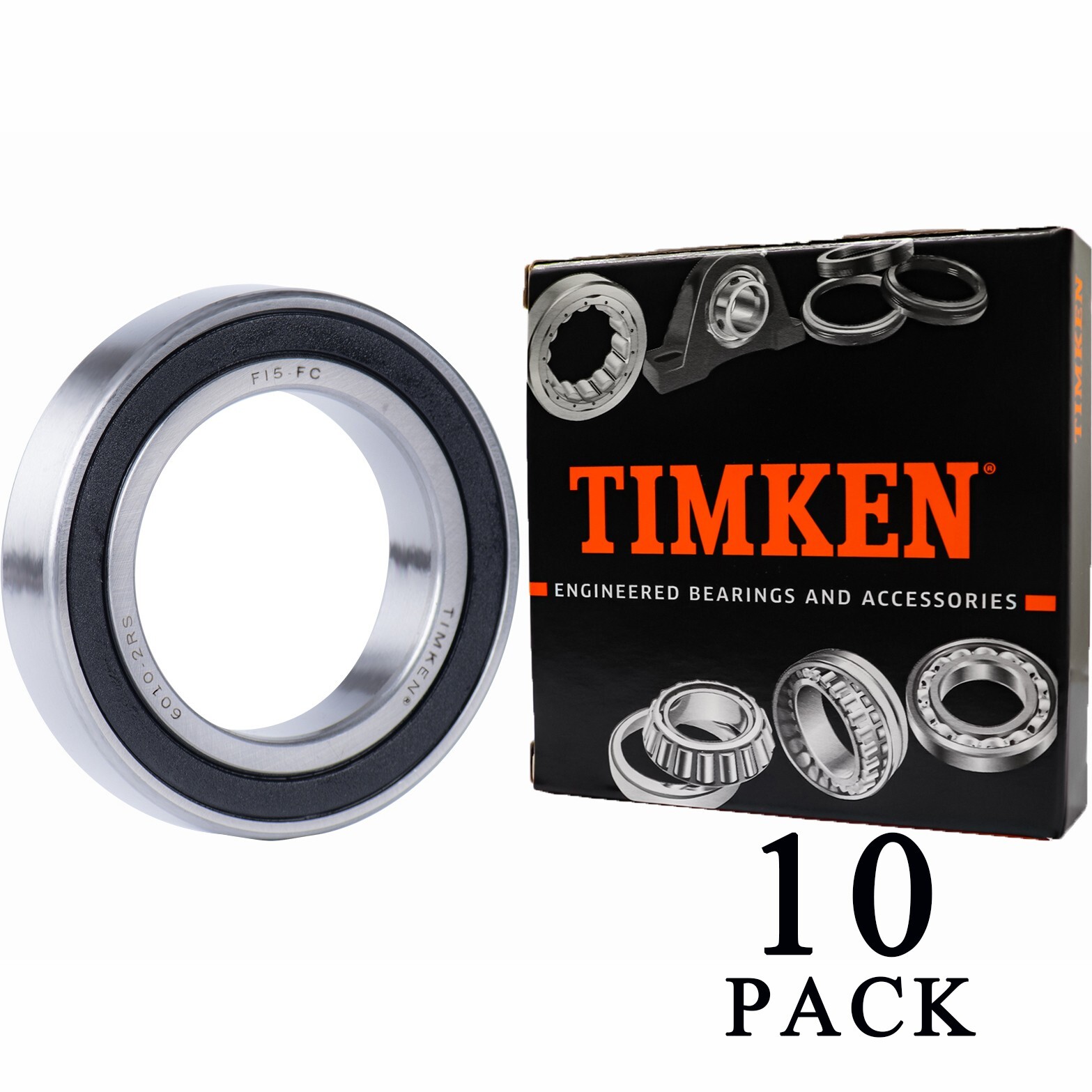 (Qty.10) TIMKEN 6010-2RS 50X80X16MM Double Rubber Seal Ball Bearings 6010RS