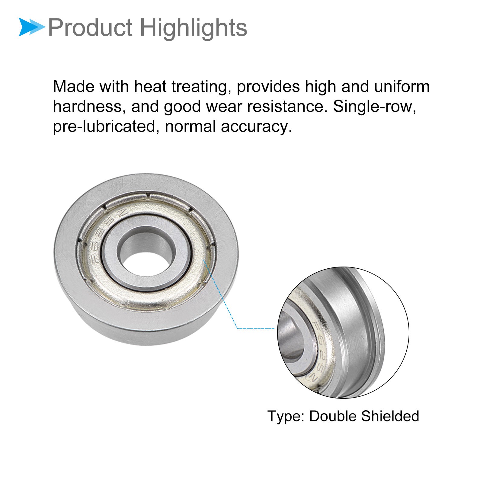 Deep Groove Ball Bearing, F625ZZ Double Sealed for Machinery, 5Pieces