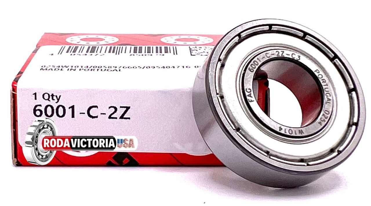 FAG 6001 ZZ DEEP GROOVE BALL BEARING, METAL SHIELDED 12x28x8mm.
