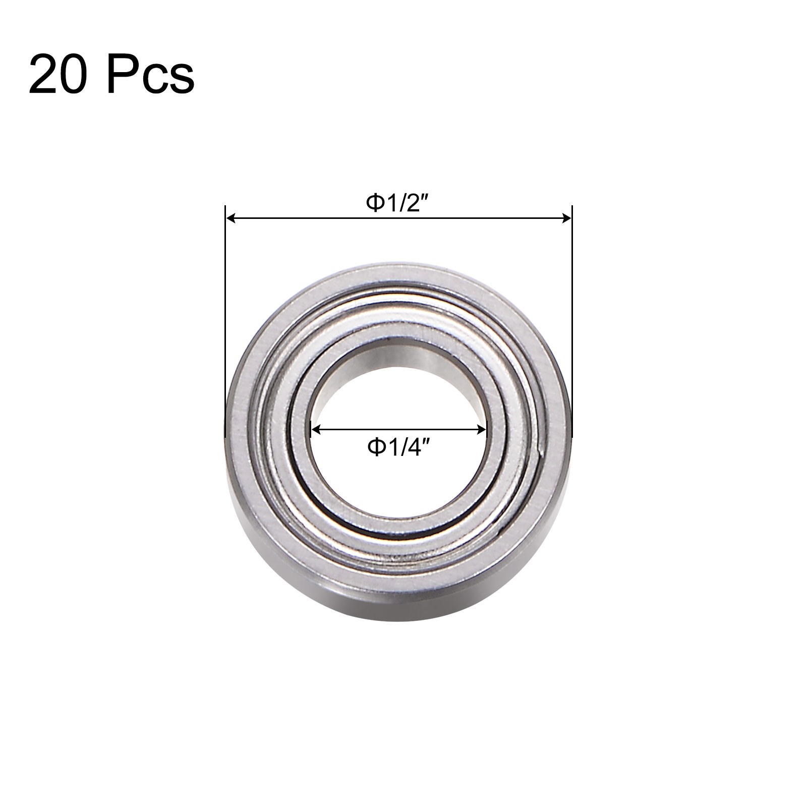 20pcs 1/4″ x 1/2″ x 3/16″ Deep Groove Ball Bearings Chrome Steel Z1