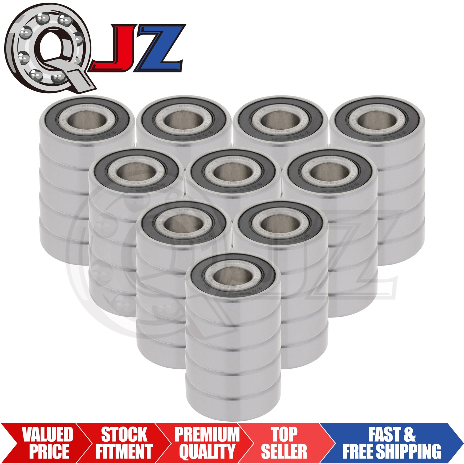 [Qty.50] 6203-2RS-5/8 Deep Groove/Radial Bearing [5/8″ ID x 40mm OD x 12mm W]