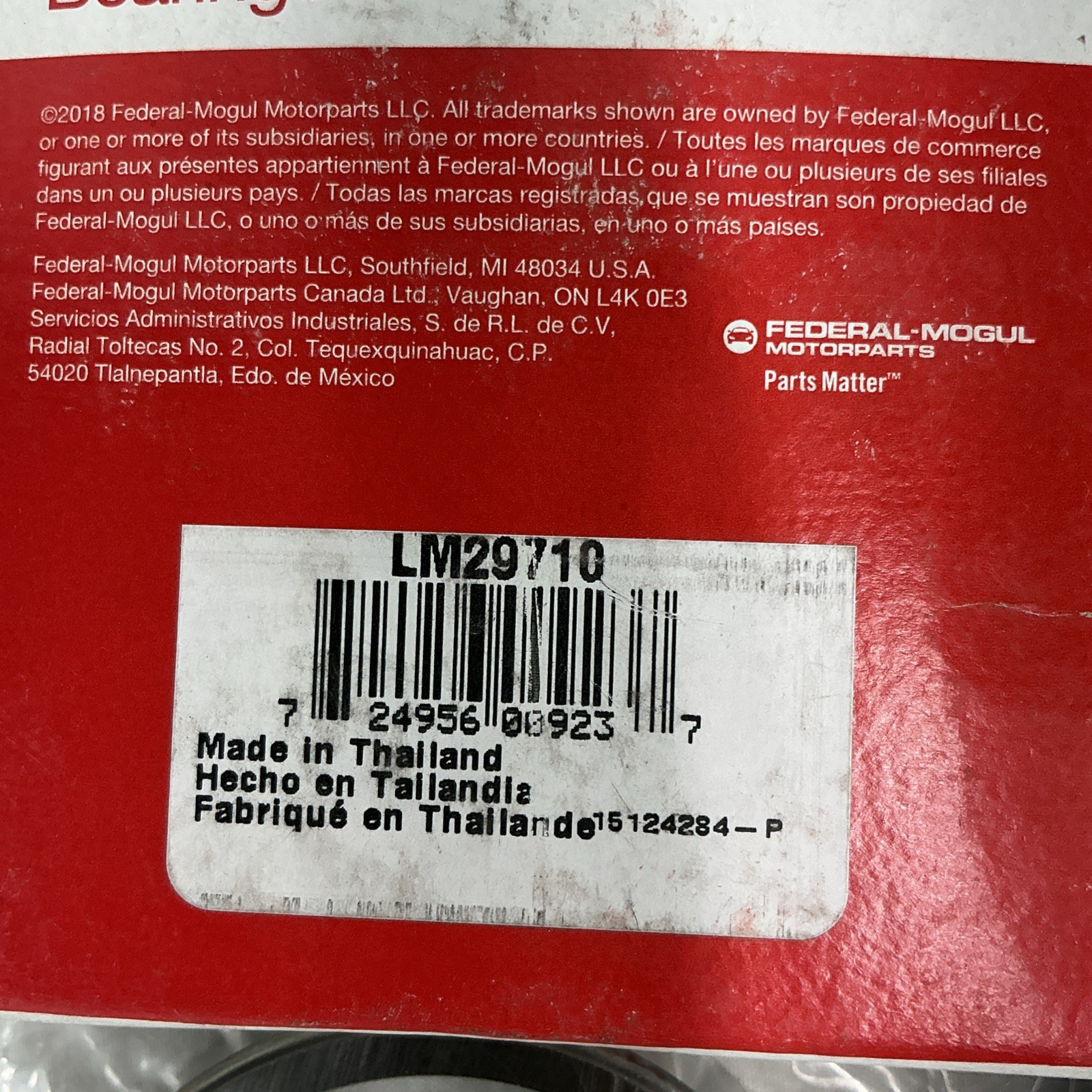 2 Parts LM29749 & LM29710 Tapered Roller Bearing Cone and Cup Set Federal-Mogul