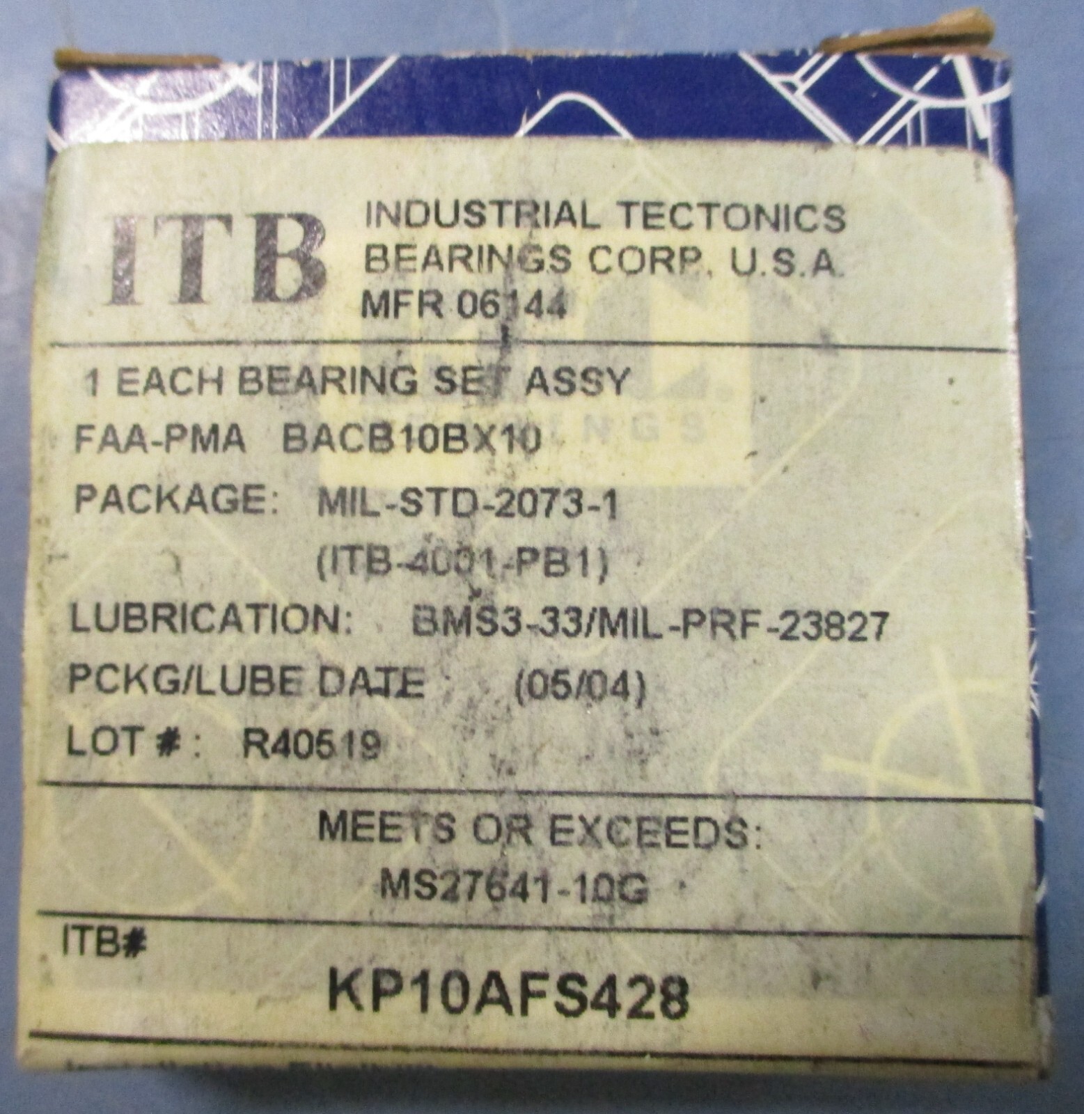 ITB Industrial Tectonics KP10AFS428 Control Bearing 5/8″ ID 1-3/8″ OD 0.406″ W