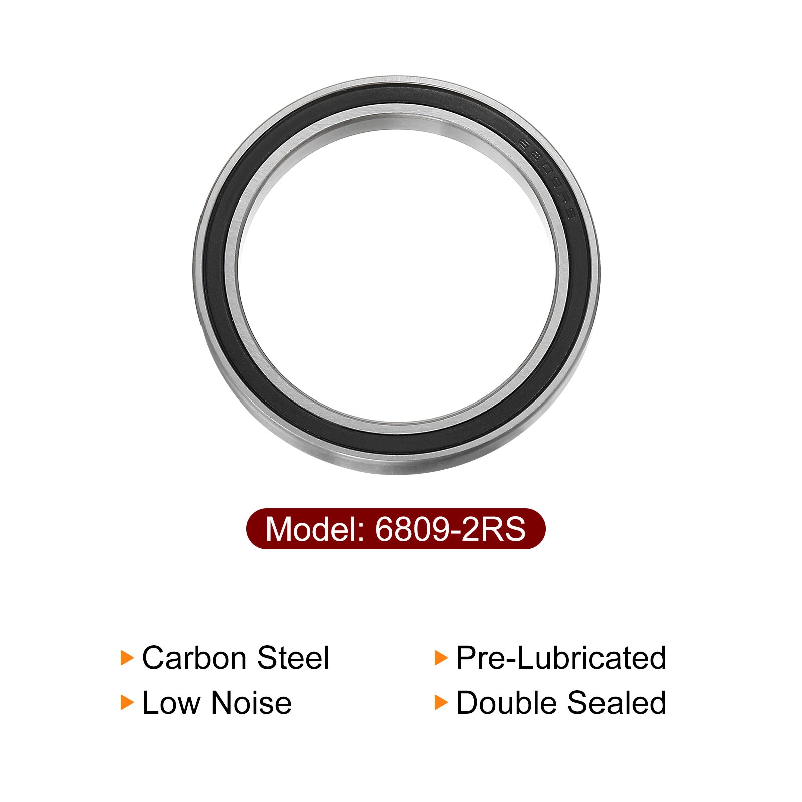 2pcs 6809-2RS Deep Groove Ball Bearings 45mm x 58mm x 7mm