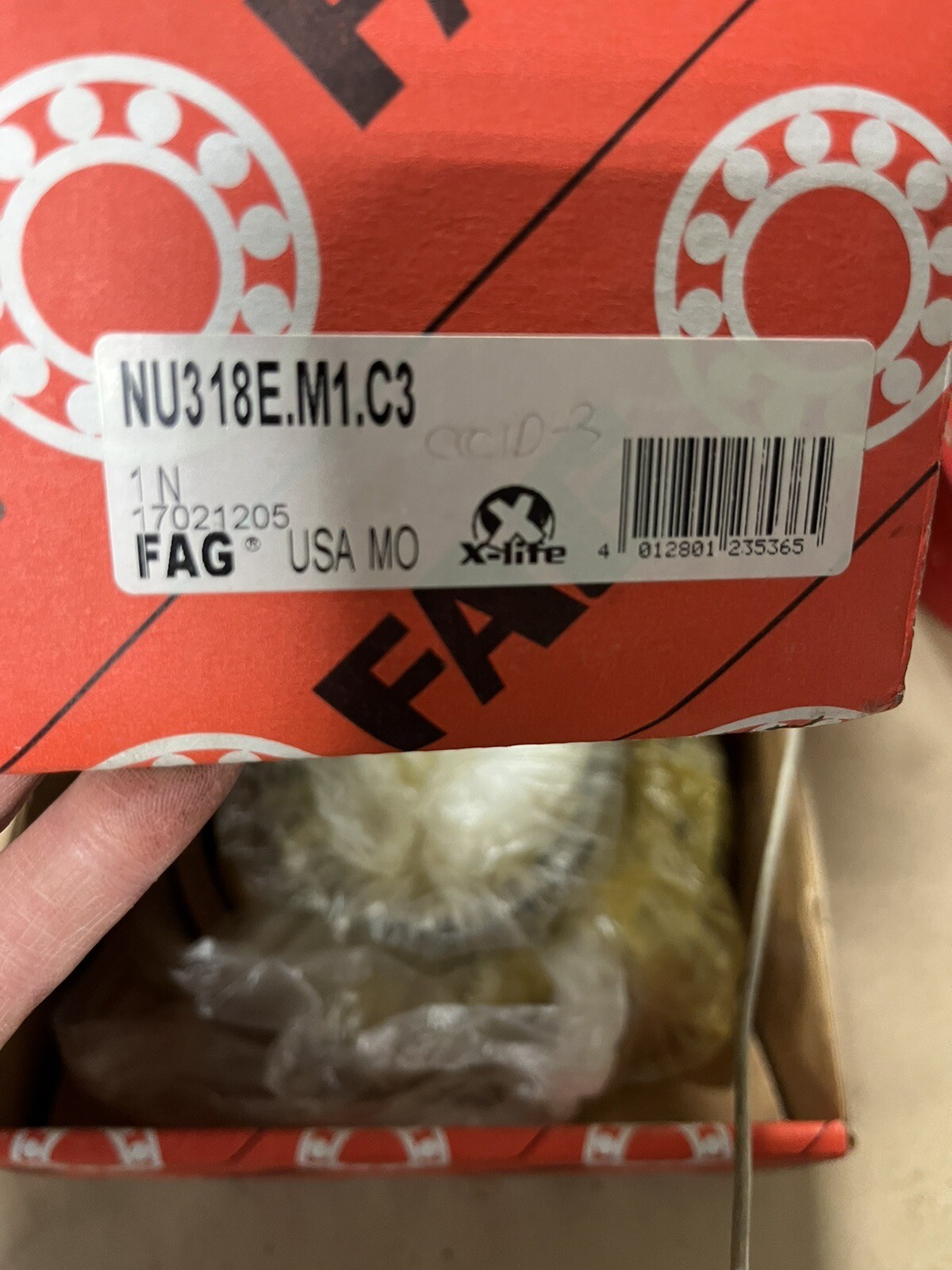 FAG NU318 E M1 C3 CYLINDRICAL ROLLER BEARING 90x190x43mm