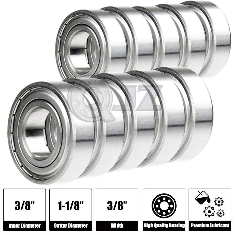 [Qty.10] 1614-zz Deep Groove Radial Ball Bearing Unit [3/8in x 1-1/8in x 3/8in]