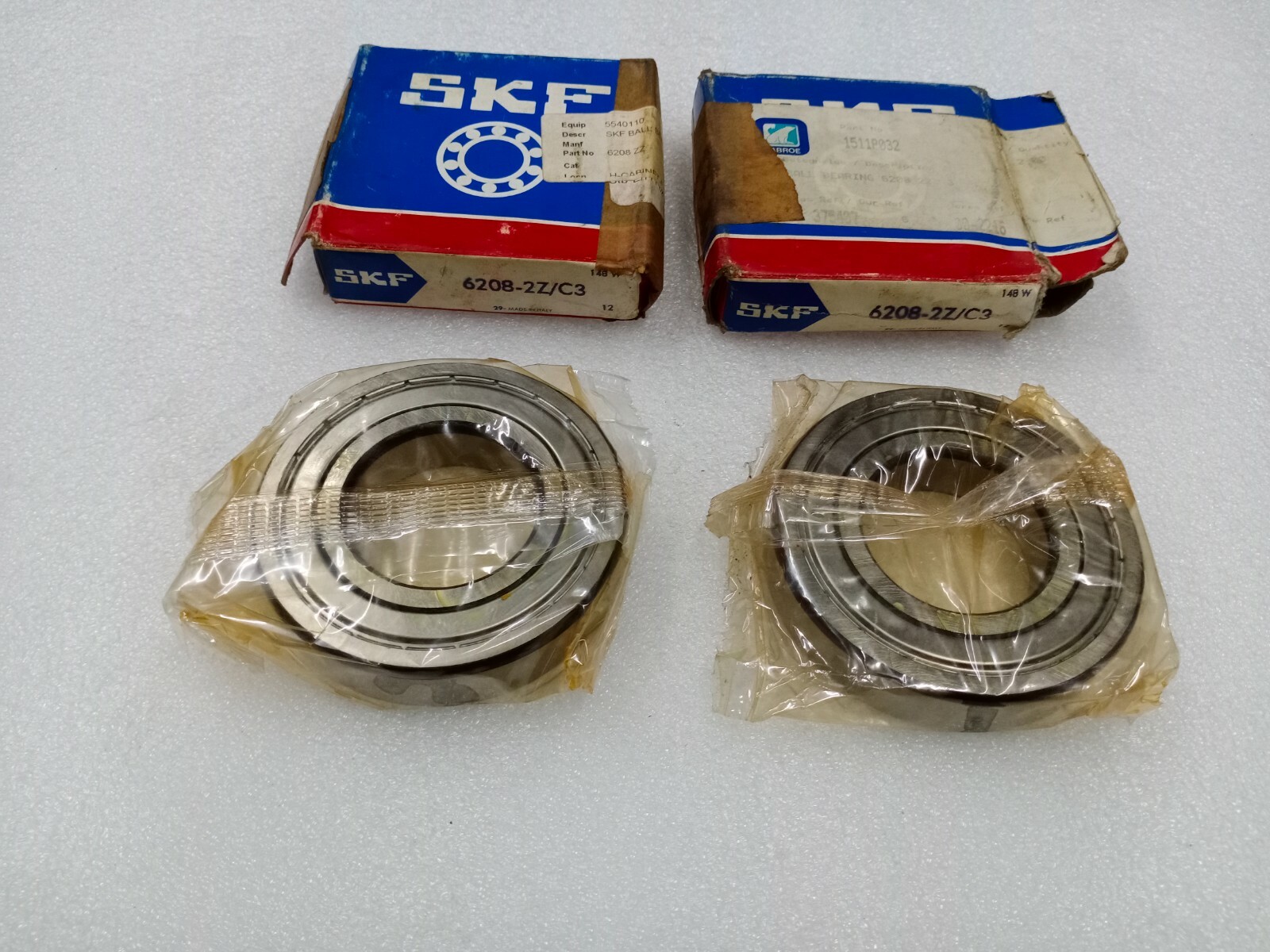 6208 ZZC3 Double Metal shields Ball Bearings 40x80x18 MM SKF ITALY 2Pcs 6208ZZC3