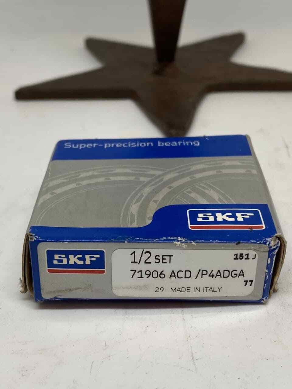 SKF 71906 ACD/P4ADGA 1/2-SET Super Precision Angular Contact Bearing 30X47X9 NEW