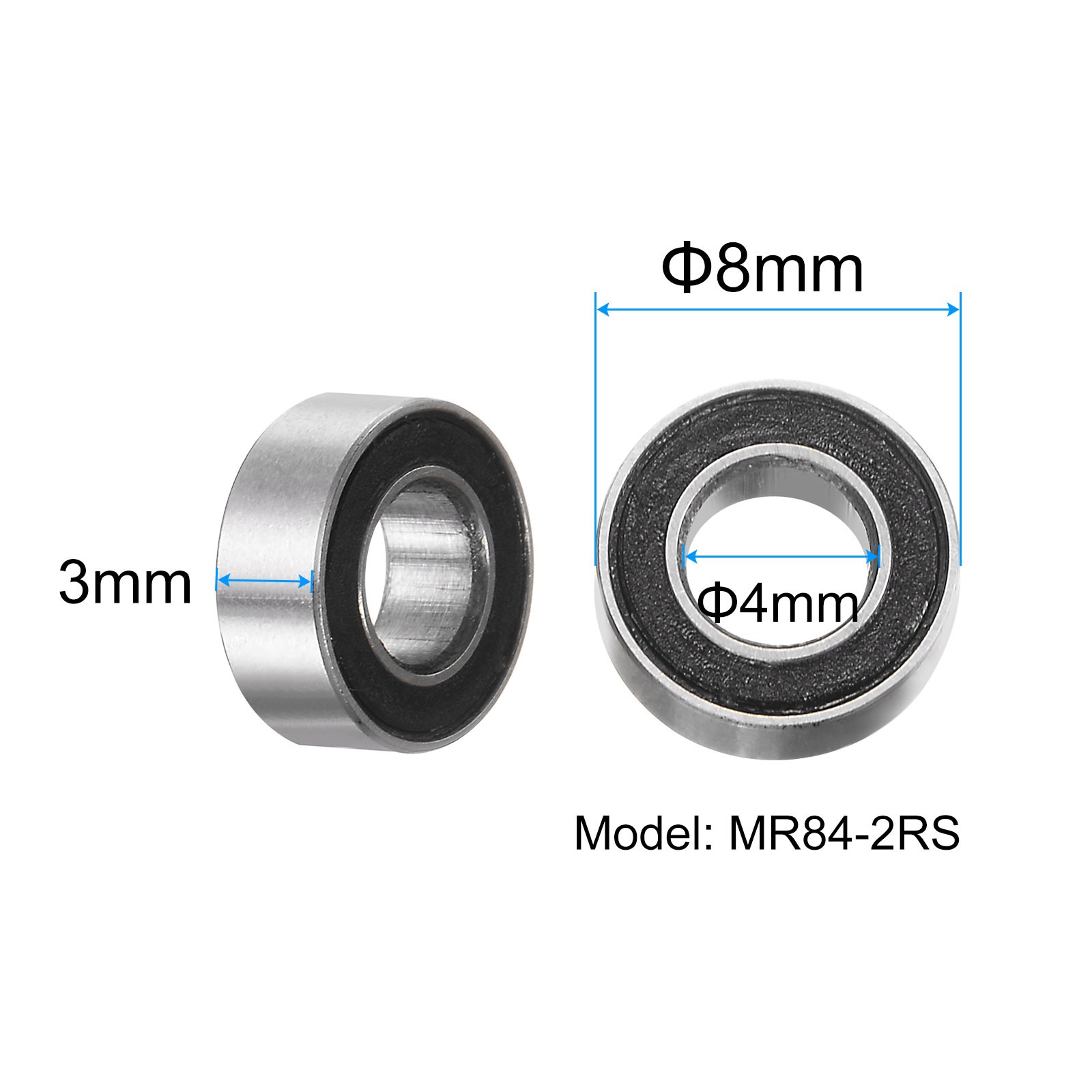 20pcs MR84-2RS Bearings 4x8x3mm Chrome Steel Mini Bearing Double Sealed ABEC3