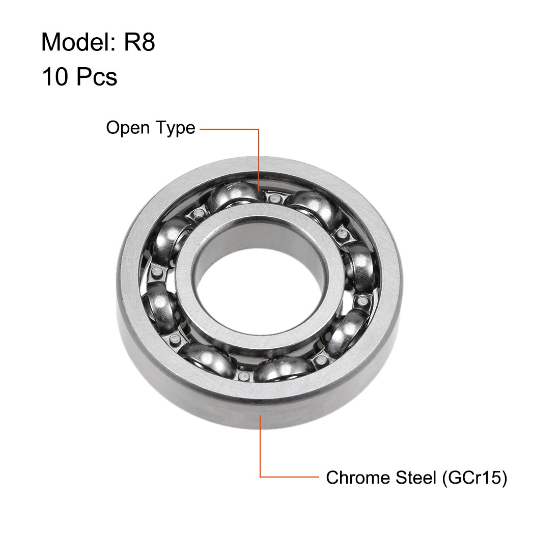10PACK R8 Deep Groove Ball Bearings Open Type Chrome Steel Z2 1/2″x1-1/8″x1/4″