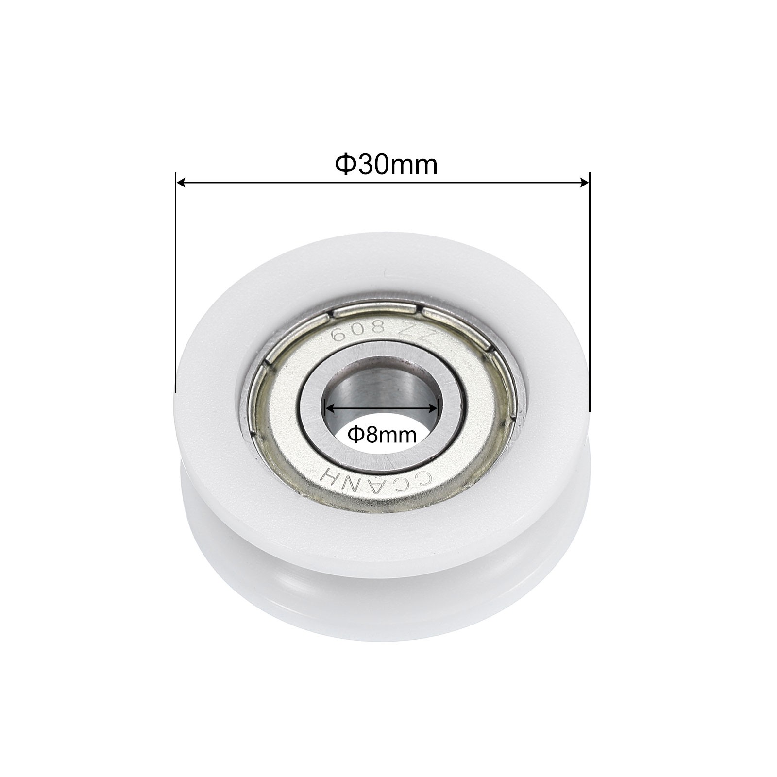 12pcs U608ZZ Nylon Pulley U-Groove Ball Bearing 8x30x10mm U Groove Roller Wheel