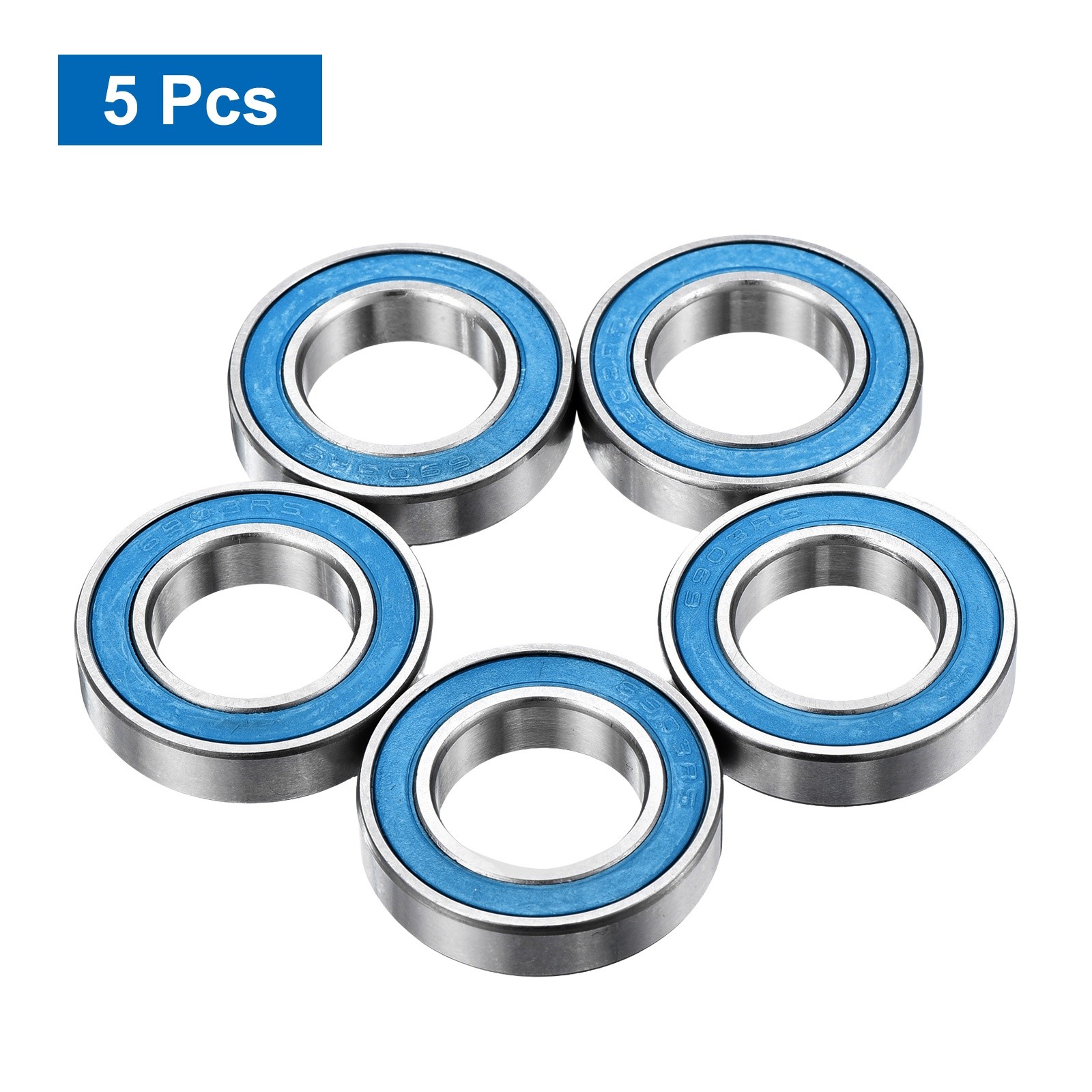 5 Pcs 17x30x7mm 6903-2RS Deep Groove Bearing Double Sealed Chrome Steel ABEC-7