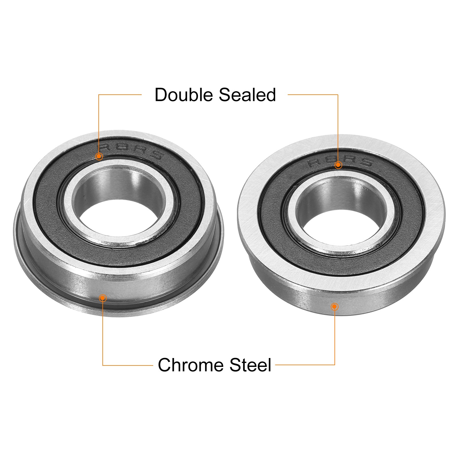 FR8-2RS Flanged Ball Bearing, 4pcs 1/2″ x 1-1/8″ x 5/16″ P6 ZV2 Flange Bearing