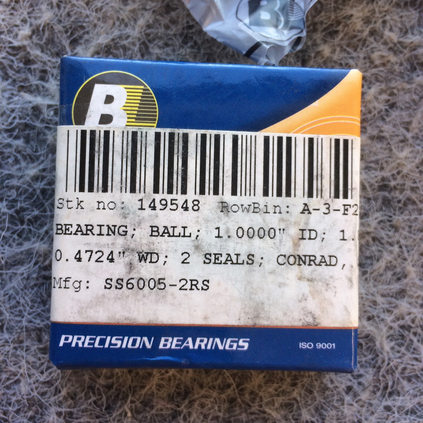 Lot of 2 BL Bearings SS6005-2RS Stainless Steel Ball Bearing 25x47x12