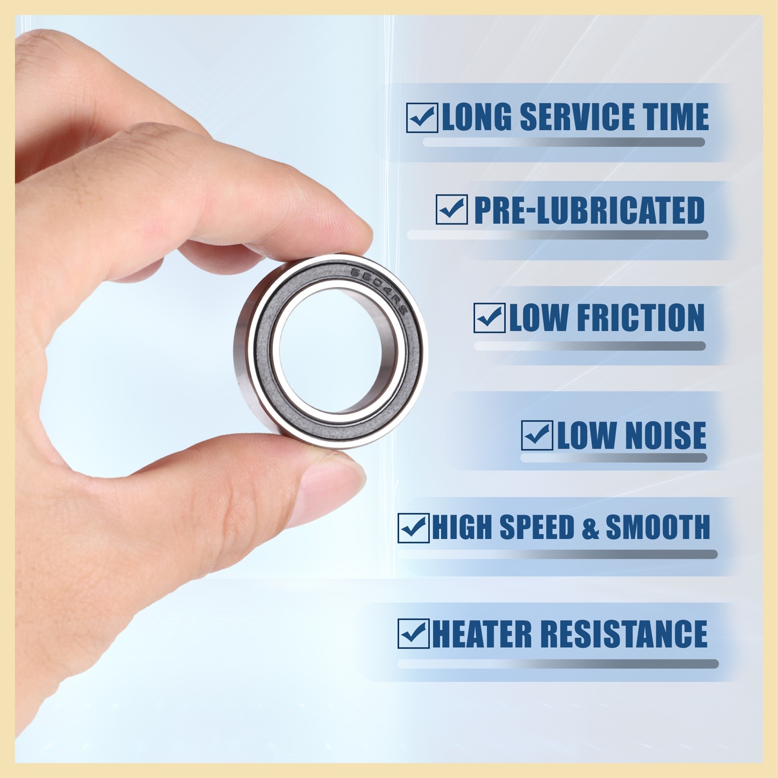 2Pcs 6804-2RS 20x32x7mm Double Rubber Shield Auto Deep Groove Ball Bearings