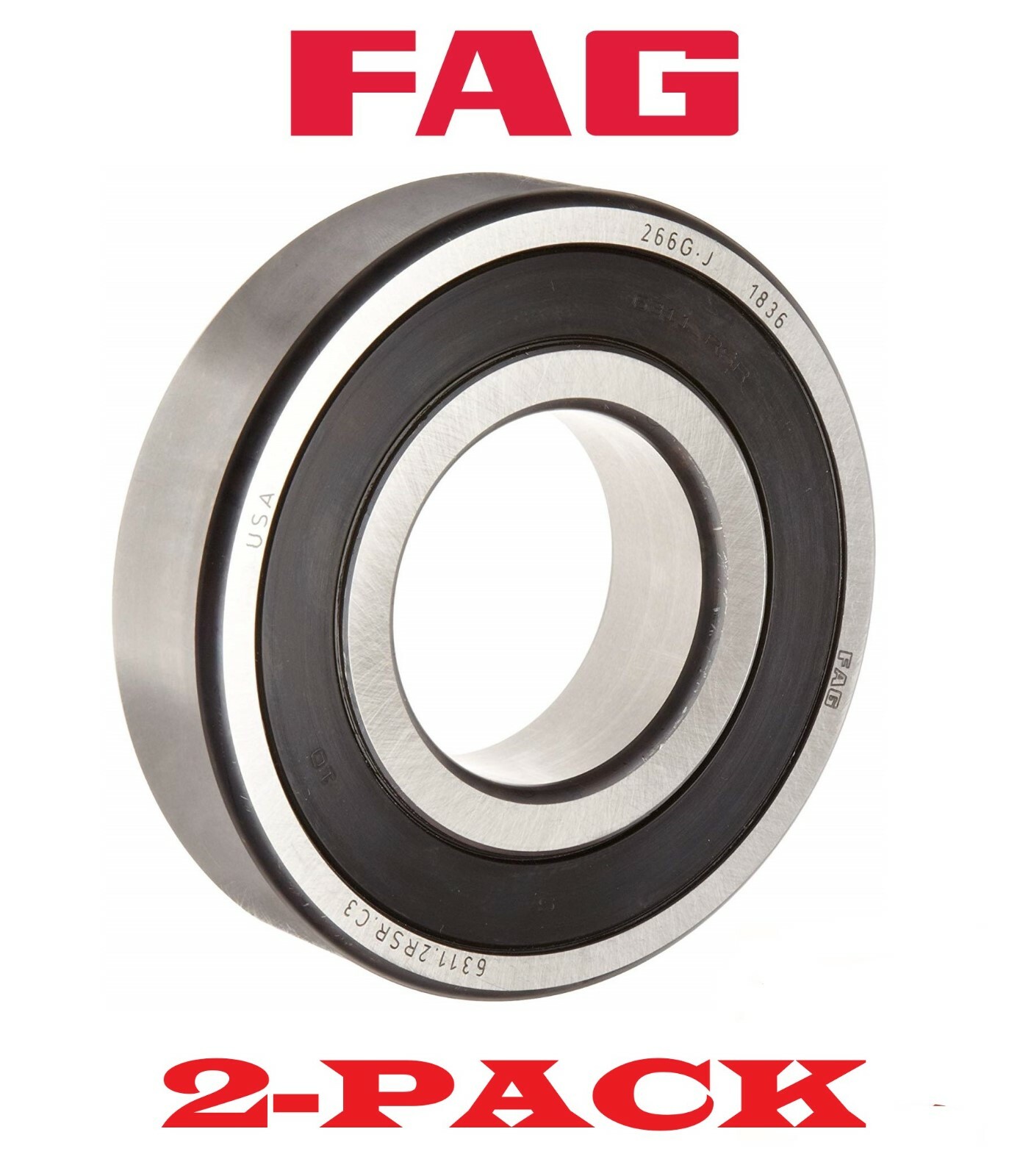 2-PACK! NEW! FAG 6200-2RSRC3 Deep Groove Ball Bearing 10x30x9MM Double Seals