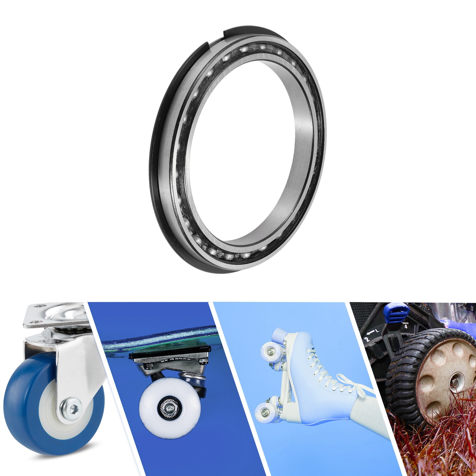 6818NR Deep Groove Ball Bearings 90x115x13mm 1 Pc Silver Tone