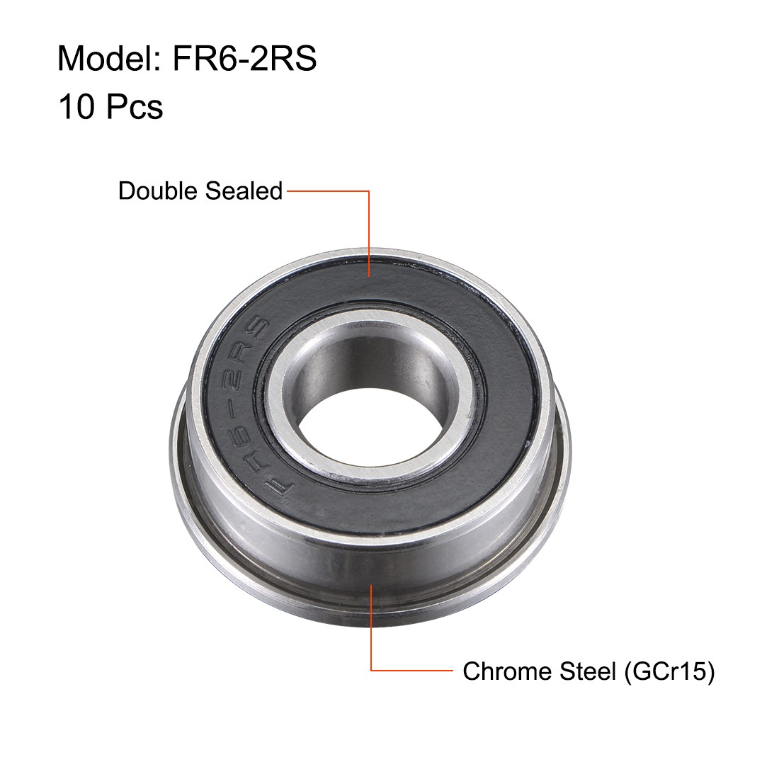 10 x FR6-2RS Flange Bearing for Equipment 3/8×7/8×9/32″ Sealed Chrome Bearings