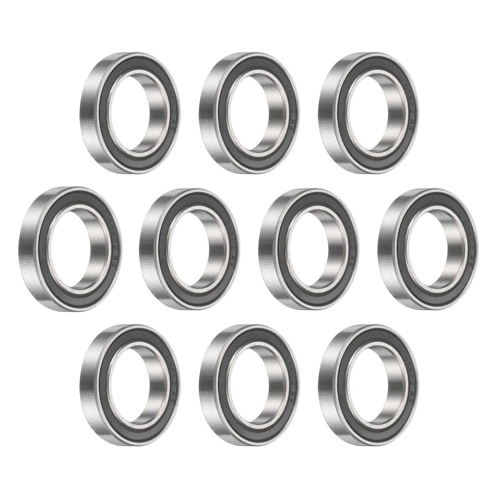 10Pcs 6802-ZZ Deep Groove Bearing, 15x24x5mm Metal Double Sealed Bearing