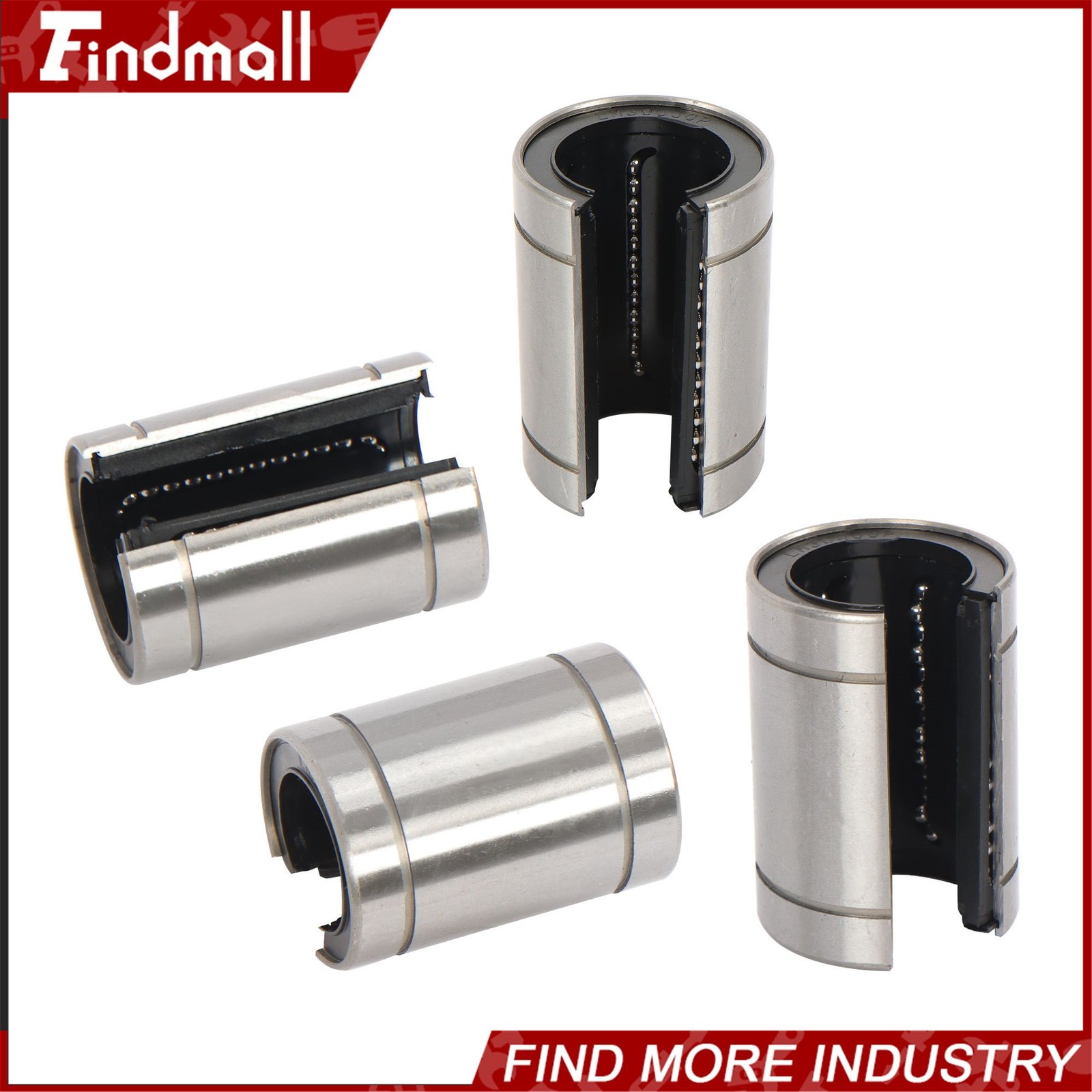 Findmall 4pcs LM30UUOP Open Linear Ball Bearings 30x45x64mm CNC