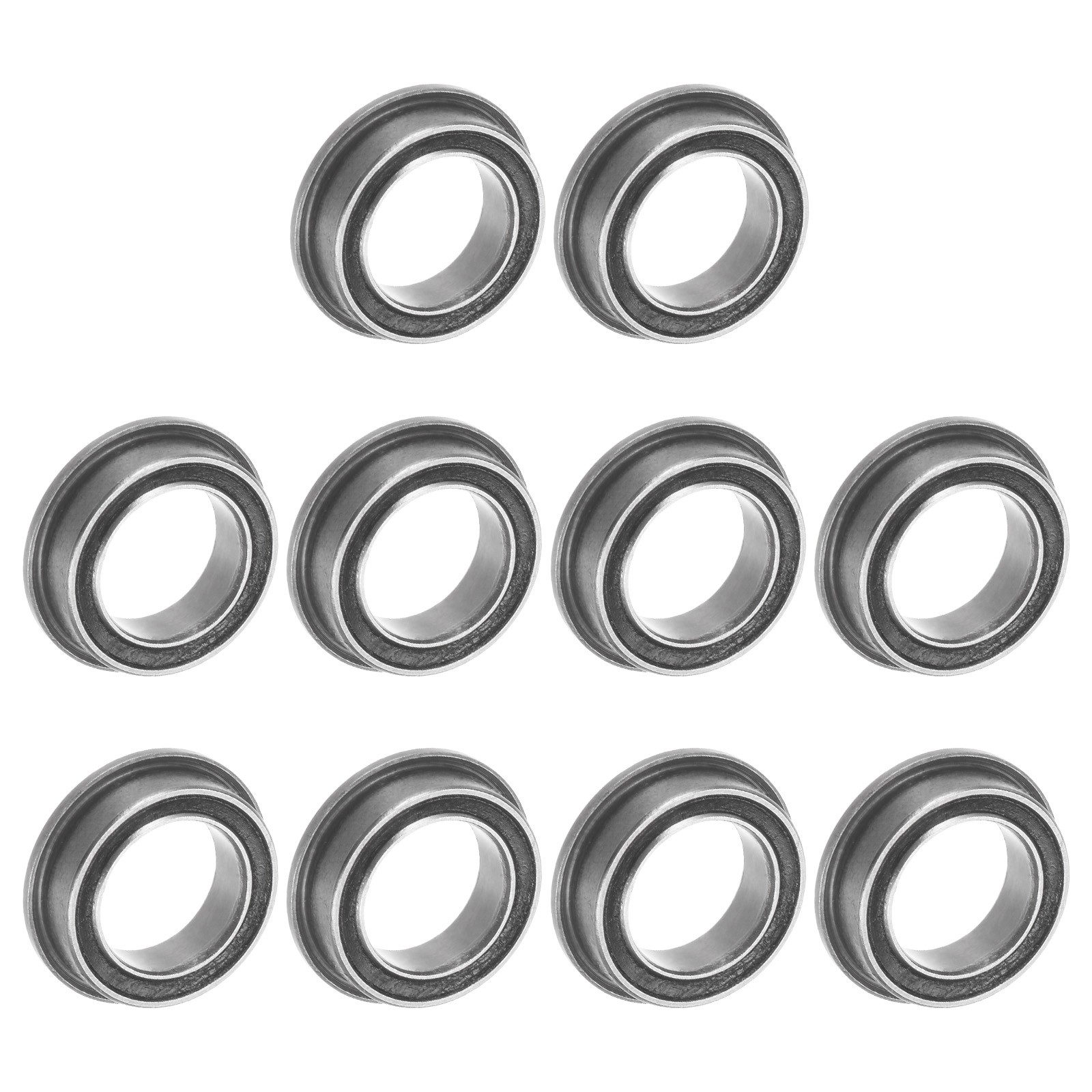 10pcs MF128-2RS Flanged Ball Bearing 8x12x3.5mm Sealed Steel Flange Bearings