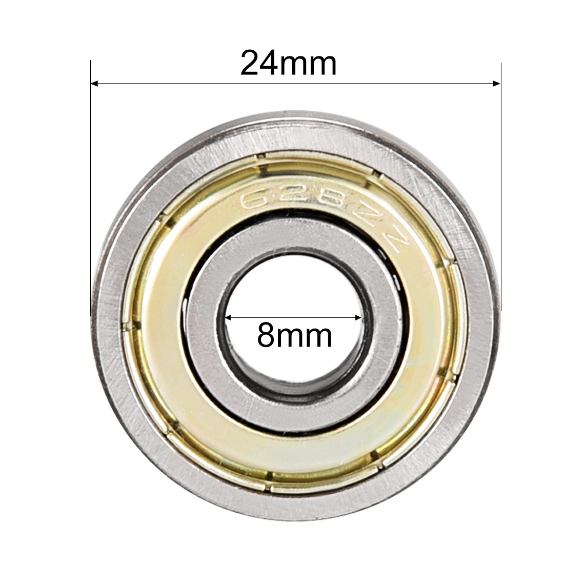 10pcs Deep Groove Ball Bearing 628ZZ Double Shield 8x24x8mm Carbon Steel Bearing